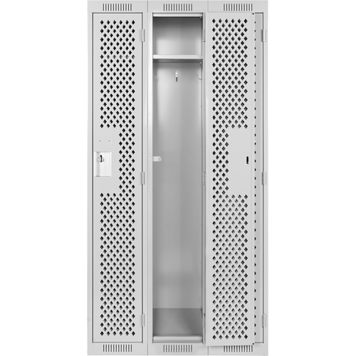 Casiers Clean Line, Bloc de 3, 36" x 15" x 72", Acier, Gris, Rivet (assembl&eacute;), Perfor&eacute; Waymarc Industries Inc