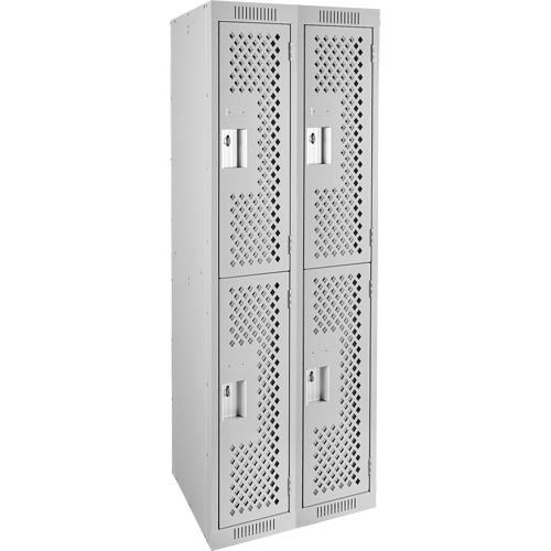 Casiers Clean Line, 2 niveaux, Bloc de 2, 24" x 15" x 72", Acier, Gris, Rivet (assembl&eacute;), Perfor&eacute; Waymarc Industries Inc