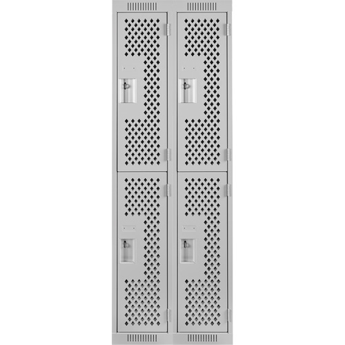 Casiers Clean Line, 2 niveaux, Bloc de 2, 24" x 15" x 72", Acier, Gris, Rivet (assembl&eacute;), Perfor&eacute; Waymarc Industries Inc
