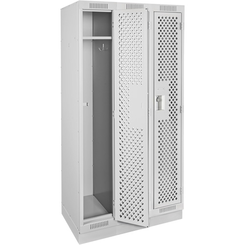 Clean Line Lockers, Bank of 3, 36" x 18" x 76", Steel, Grey, Rivet (Assembled), Perforated Waymarc Industries Inc