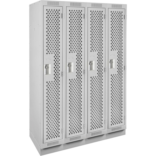 Clean Line Lockers, Bank of 4, 48" x 18" x 76", Steel, Grey, Rivet (Assembled), Perforated Waymarc Industries Inc