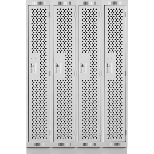 Clean Line Lockers, Bank of 4, 48" x 18" x 76", Steel, Grey, Rivet (Assembled), Perforated Waymarc Industries Inc