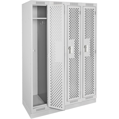 Clean Line Lockers, Bank of 4, 48" x 18" x 76", Steel, Grey, Rivet (Assembled), Perforated Waymarc Industries Inc