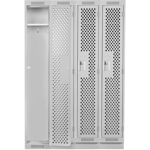 Clean Line Lockers, Bank of 4, 48" x 18" x 76", Steel, Grey, Rivet (Assembled), Perforated Waymarc Industries Inc