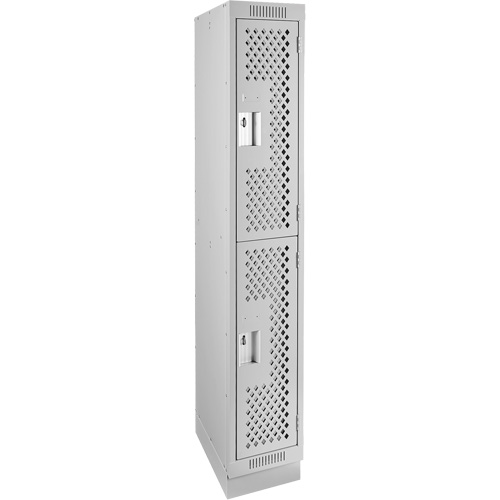 Clean Line Lockers, 2 -tier, 12" x 15" x 76", Steel, Grey, Rivet (Assembled), Perforated Waymarc Industries Inc