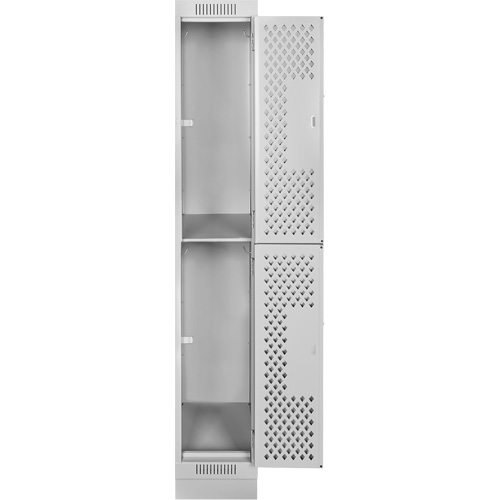 Clean Line Lockers, 2 -tier, 12" x 15" x 76", Steel, Grey, Rivet (Assembled), Perforated Waymarc Industries Inc