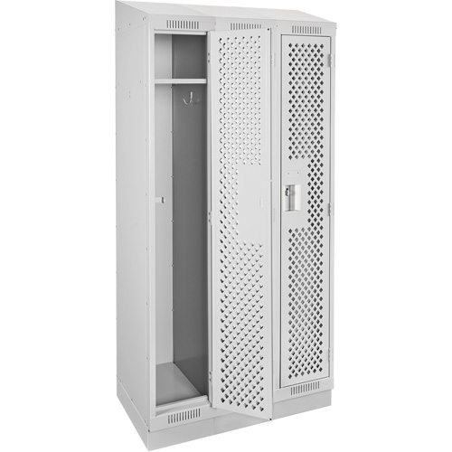 Clean Line Lockers, Bank of 3, 36" x 12" x 82", Steel, Grey, Rivet (Assembled), Perforated Waymarc Industries Inc