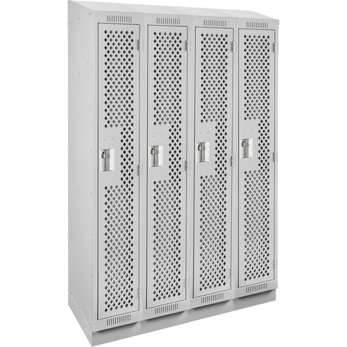 Clean Line Lockers, Bank of 4, 48" x 12" x 82", Steel, Grey, Rivet (Assembled), Perforated Waymarc Industries Inc