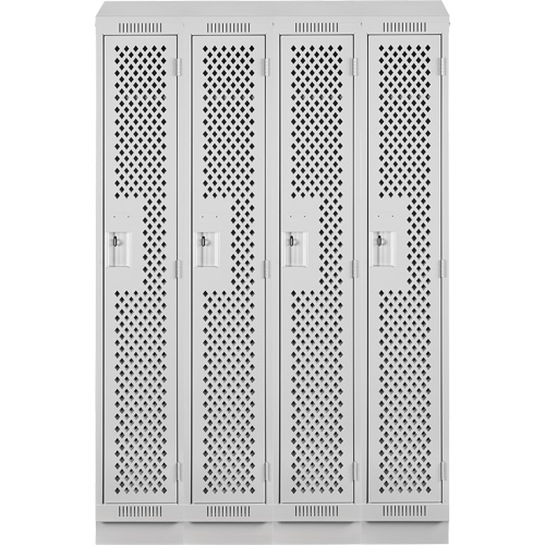 Clean Line Lockers, Bank of 4, 48" x 12" x 82", Steel, Grey, Rivet (Assembled), Perforated Waymarc Industries Inc