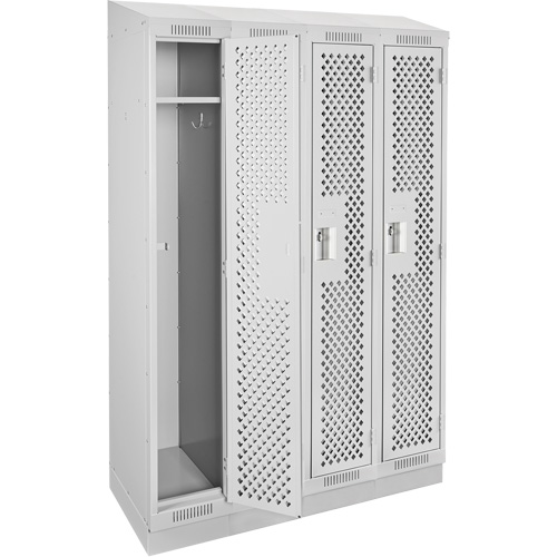 Clean Line Lockers, Bank of 4, 48" x 12" x 82", Steel, Grey, Rivet (Assembled), Perforated Waymarc Industries Inc