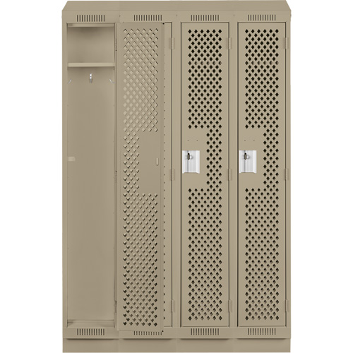 Clean Line Lockers, Bank of 4, 48" x 12" x 82", Steel, Grey, Rivet (Assembled), Perforated Waymarc Industries Inc