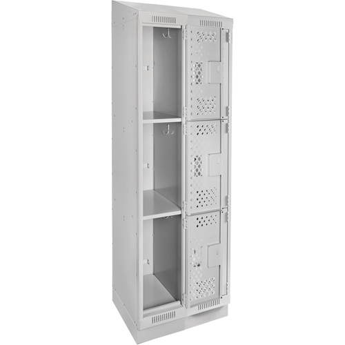 Clean Line Lockers, 3 -tier, Bank of 2, 24" x 12" x 82", Steel, Grey, Rivet (Assembled), Perforated Waymarc Industries Inc
