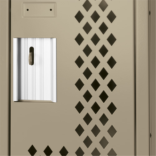 Clean Line Lockers, 2 -tier, Bank of 3, 36" x 12" x 72", Steel, Beige, Rivet (Assembled), Perforated Waymarc Industries Inc