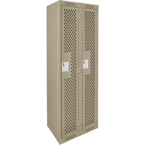 Clean Line Lockers, Bank of 2, 24" x 12" x 72", Steel, Beige, Rivet (Assembled), Perforated Waymarc Industries Inc