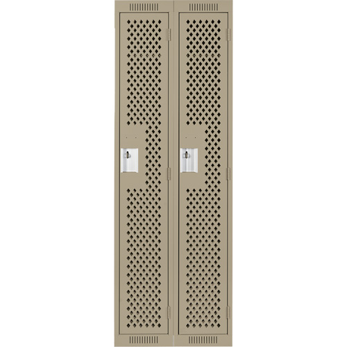 Clean Line Lockers, Bank of 2, 24" x 12" x 72", Steel, Beige, Rivet (Assembled), Perforated Waymarc Industries Inc