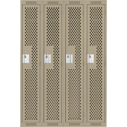 Casiers Clean Line, Bloc de 4, 48" x 15" x 72", Acier, Beige, Rivet (assembl&eacute;), Perfor&eacute; Waymarc Industries Inc
