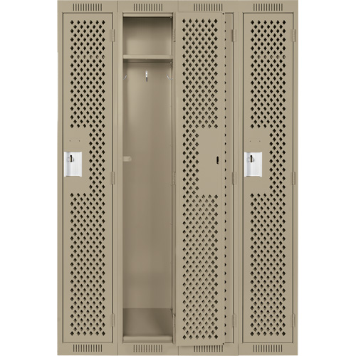 Casiers Clean Line, Bloc de 4, 48" x 15" x 72", Acier, Beige, Rivet (assembl&eacute;), Perfor&eacute; Waymarc Industries Inc