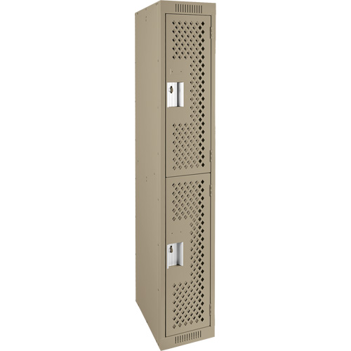 Casiers Clean Line, 2 niveaux, 12" x 15" x 72", Acier, Beige, Rivet (assembl&eacute;), Perfor&eacute; Waymarc Industries Inc