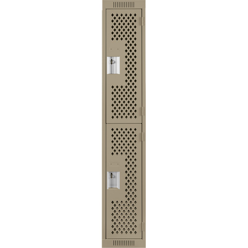 Casiers Clean Line, 2 niveaux, 12" x 15" x 72", Acier, Beige, Rivet (assembl&eacute;), Perfor&eacute; Waymarc Industries Inc