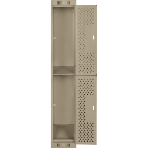 Casiers Clean Line, 2 niveaux, 12" x 15" x 72", Acier, Beige, Rivet (assembl&eacute;), Perfor&eacute; Waymarc Industries Inc