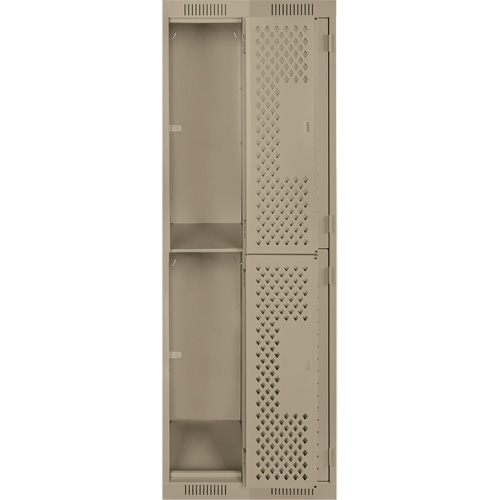 Casiers Clean Line, 2 niveaux, Bloc de 2, 24" x 15" x 72", Acier, Beige, Rivet (assembl&eacute;), Perfor&eacute; Waymarc Industries Inc