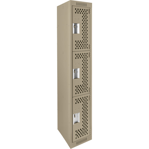 Casiers Clean Line, 3 niveaux, 12" x 12" x 72", Acier, Beige, Rivet (assembl&eacute;), Perfor&eacute; Waymarc Industries Inc