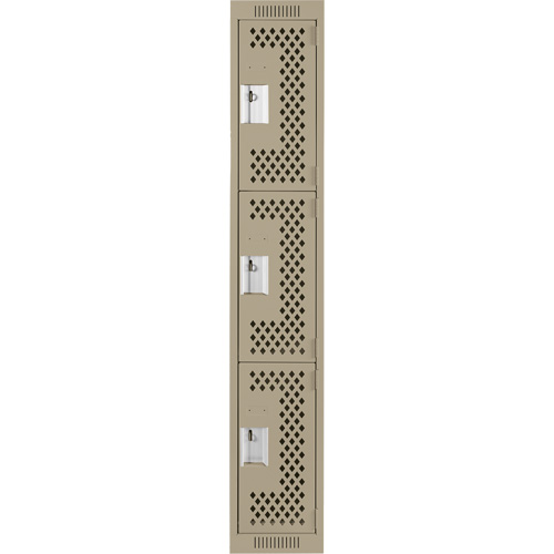 Casiers Clean Line, 3 niveaux, 12" x 12" x 72", Acier, Beige, Rivet (assembl&eacute;), Perfor&eacute; Waymarc Industries Inc