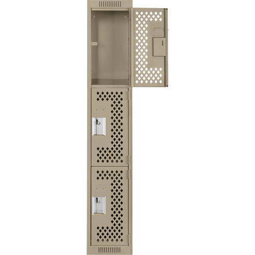 Casiers Clean Line, 3 niveaux, 12" x 12" x 72", Acier, Beige, Rivet (assembl&eacute;), Perfor&eacute; Waymarc Industries Inc