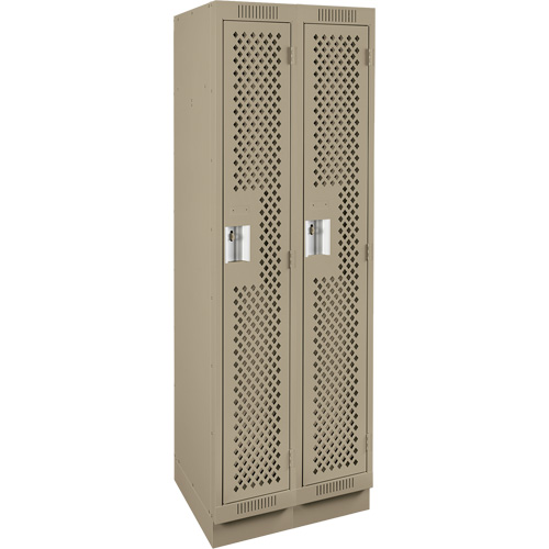 Clean Line Lockers, Bank of 2, 24" x 18" x 76", Steel, Beige, Rivet (Assembled), Perforated Waymarc Industries Inc