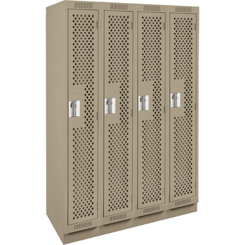 Clean Line Lockers, Bank of 4, 48" x 18" x 76", Steel, Beige, Rivet (Assembled), Perforated Waymarc Industries Inc
