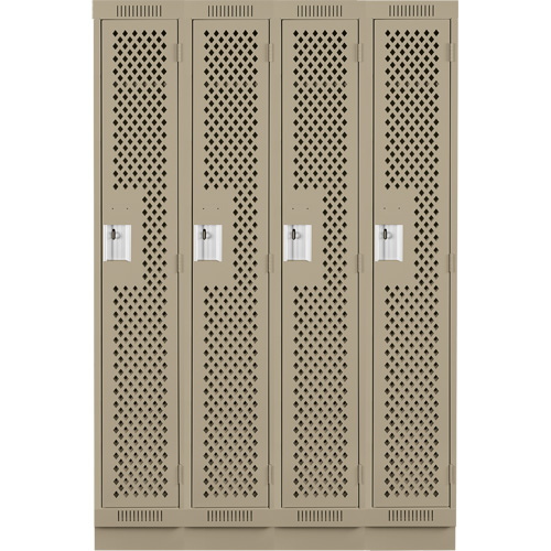 Clean Line Lockers, Bank of 4, 48" x 18" x 76", Steel, Beige, Rivet (Assembled), Perforated Waymarc Industries Inc