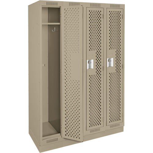 Clean Line Lockers, Bank of 4, 48" x 18" x 76", Steel, Beige, Rivet (Assembled), Perforated Waymarc Industries Inc