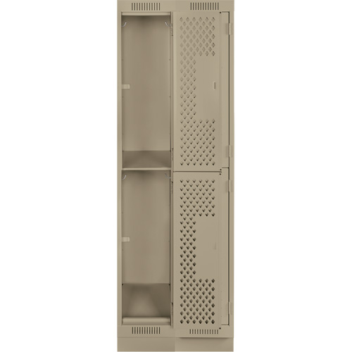 Clean Line Lockers, 2 -tier, Bank of 2, 24" x 15" x 76", Steel, Beige, Rivet (Assembled), Perforated Waymarc Industries Inc