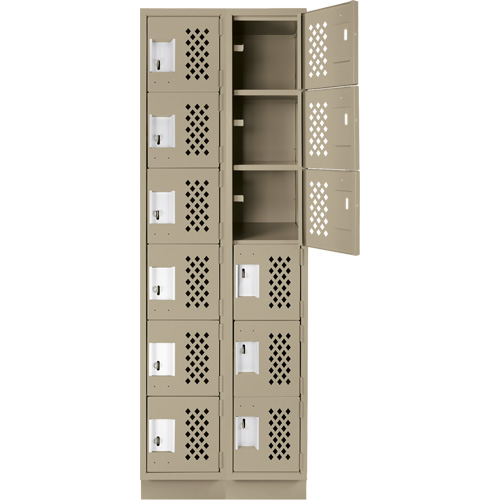 Assembled Lockerettes Clean Line Perforated Economy Lockers, 6 -tier, Bank of 2, 18" x 72" x 12", Steel Waymarc Industries Inc