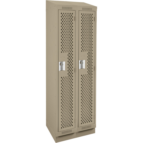 Clean Line Lockers, Bank of 2, 24" x 12" x 82", Steel, Beige, Rivet (Assembled), Perforated Waymarc Industries Inc