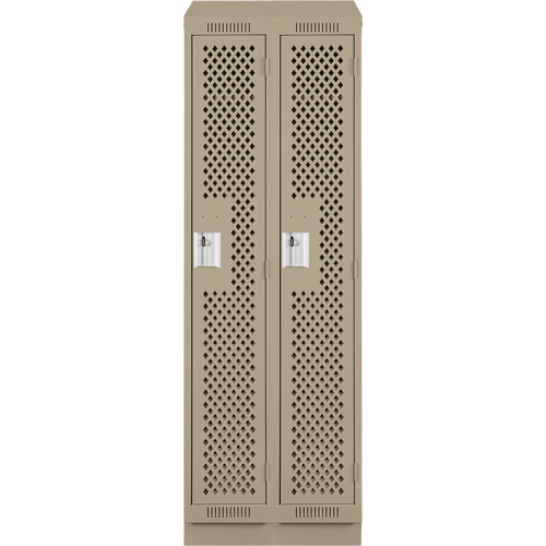 Clean Line Lockers, Bank of 2, 24" x 12" x 82", Steel, Beige, Rivet (Assembled), Perforated Waymarc Industries Inc