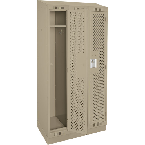 Clean Line Lockers, Bank of 3, 36" x 15" x 82", Steel, Beige, Rivet (Assembled), Perforated Waymarc Industries Inc