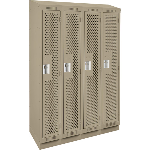 Clean Line Lockers, Bank of 4, 48" x 12" x 82", Steel, Beige, Rivet (Assembled), Perforated Waymarc Industries Inc