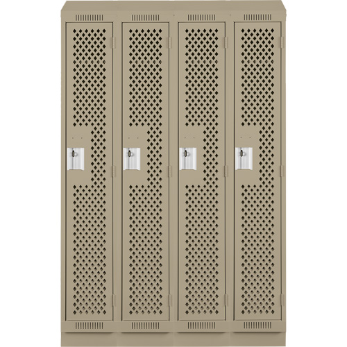Clean Line Lockers, Bank of 4, 48" x 12" x 82", Steel, Beige, Rivet (Assembled), Perforated Waymarc Industries Inc