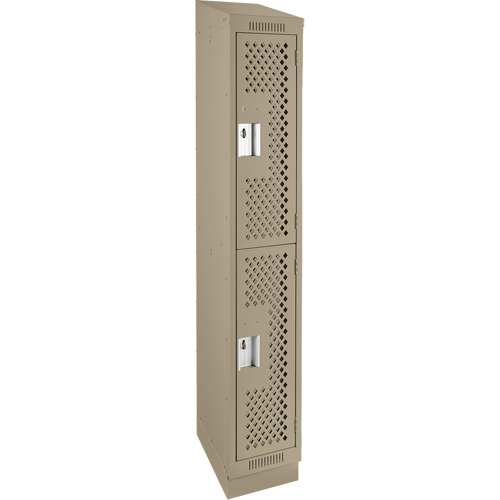 Clean Line Lockers, 2 -tier, 12" x 12" x 82", Steel, Beige, Rivet (Assembled), Perforated Waymarc Industries Inc