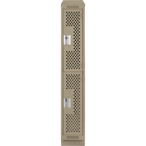 Clean Line Lockers, 2 -tier, 12" x 12" x 82", Steel, Beige, Rivet (Assembled), Perforated Waymarc Industries Inc