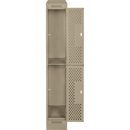 Clean Line Lockers, 2 -tier, 12" x 12" x 82", Steel, Beige, Rivet (Assembled), Perforated Waymarc Industries Inc