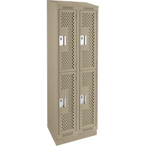 Clean Line Lockers, 2 -tier, Bank of 2, 24" x 15" x 82", Steel, Beige, Rivet (Assembled), Perforated Waymarc Industries Inc