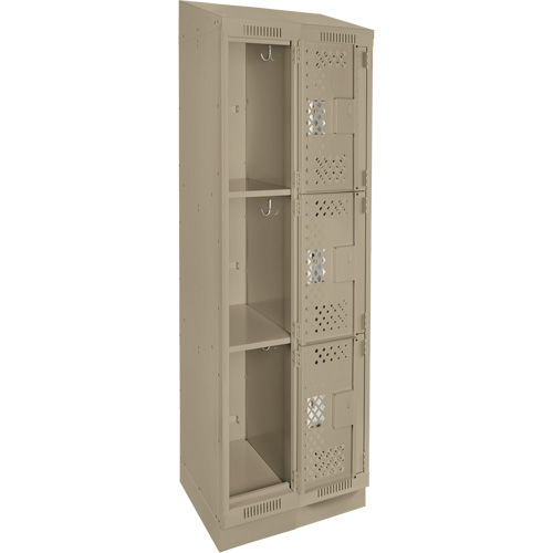 Clean Line Lockers, 3 -tier, Bank of 2, 24" x 15" x 82", Steel, Beige, Rivet (Assembled), Perforated Waymarc Industries Inc