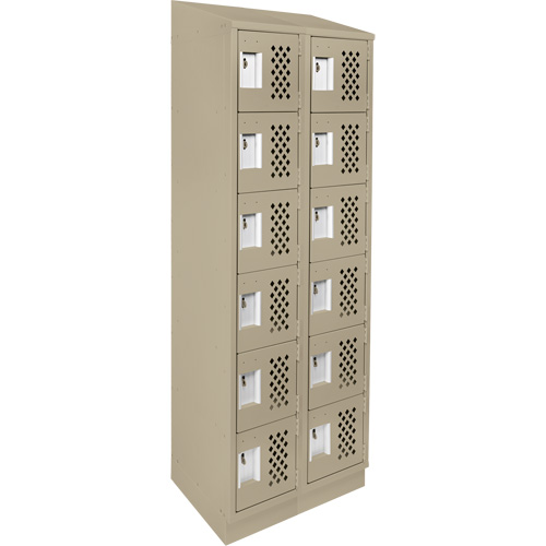 Assembled Lockerettes Clean Line Perforated Economy Lockers, 6 -tier, Bank of 2, 18" x 72" x 12", Steel Waymarc Industries Inc
