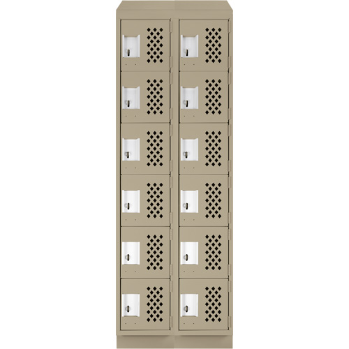 Assembled Lockerettes Clean Line Perforated Economy Lockers, 6 -tier, Bank of 2, 18" x 72" x 12", Steel Waymarc Industries Inc
