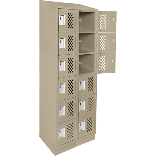 Assembled Lockerettes Clean Line Perforated Economy Lockers, 6 -tier, Bank of 2, 18" x 72" x 12", Steel Waymarc Industries Inc