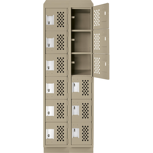 Assembled Lockerettes Clean Line Perforated Economy Lockers, 6 -tier, Bank of 2, 18" x 72" x 12", Steel Waymarc Industries Inc