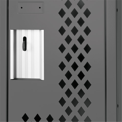 Clean Line Lockers, 2 -tier, 12" x 12" x 72", Steel, Charcoal, Rivet (Assembled), Perforated Waymarc Industries Inc