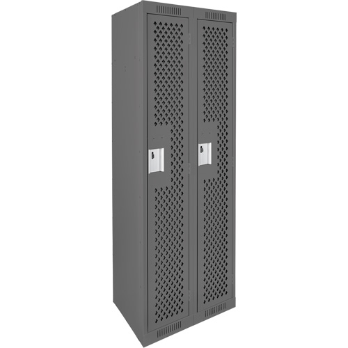 Clean Line Lockers, Bank of 2, 24" x 15" x 72", Steel, Charcoal, Rivet (Assembled), Perforated Waymarc Industries Inc